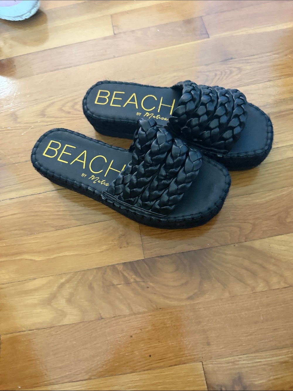BEACH by Matisse Black Braided Slide Sandals
